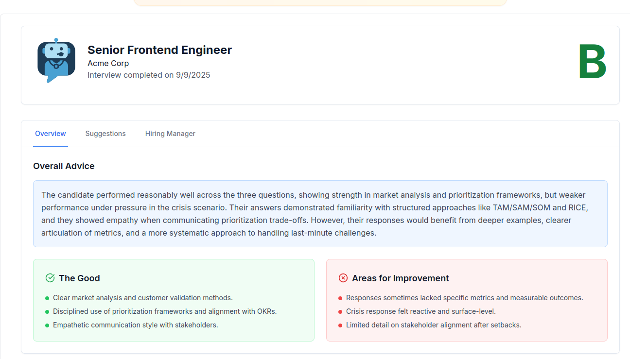 HiredCoach inteview feedback